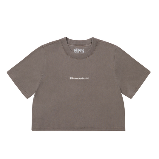 Welcome Crop Tee - Faded Grey