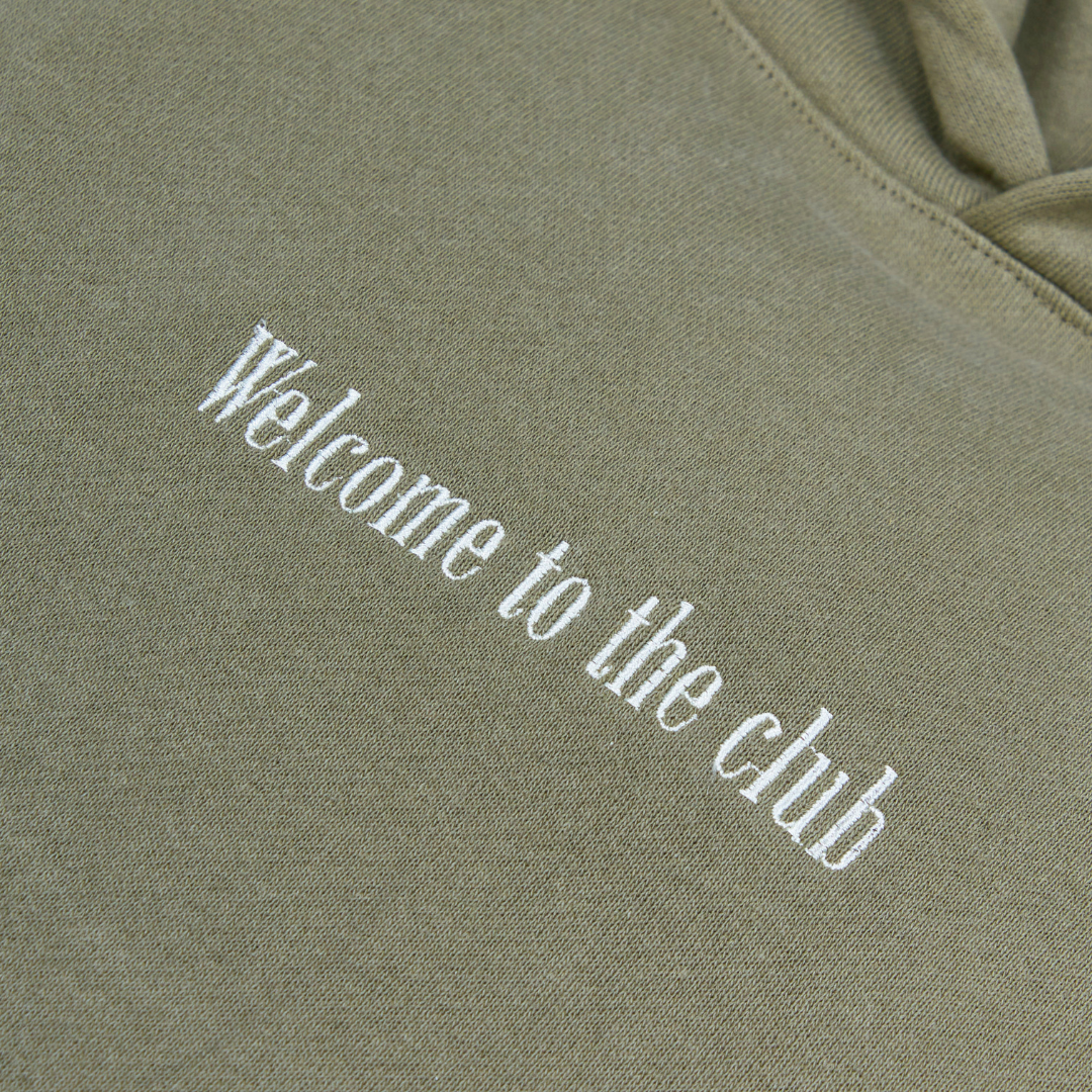 Embroidered Welcome Hoodie - Olive