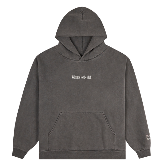 Embroidered Welcome Hoodie - Faded Black